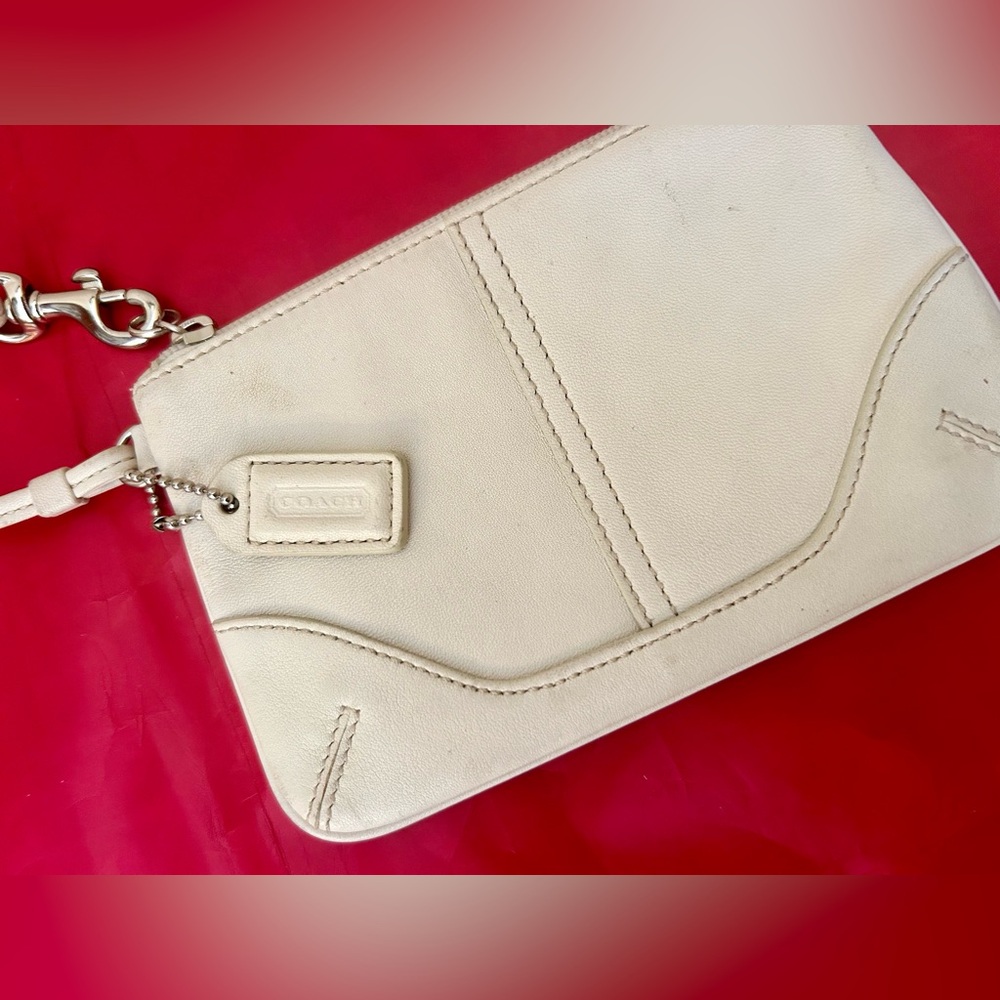 Coach Cream Leather Wristlet - Picture 5 of 9